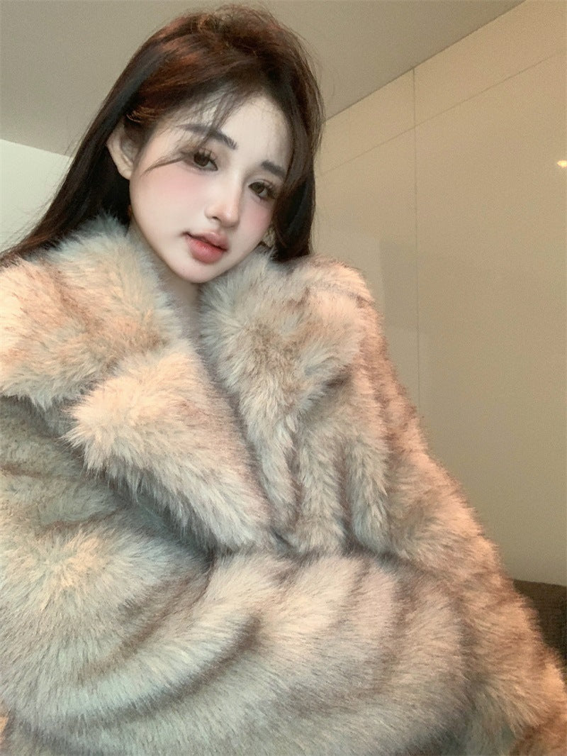 Women's Winter Large Lapel Short Artificial Fur Upper Garment