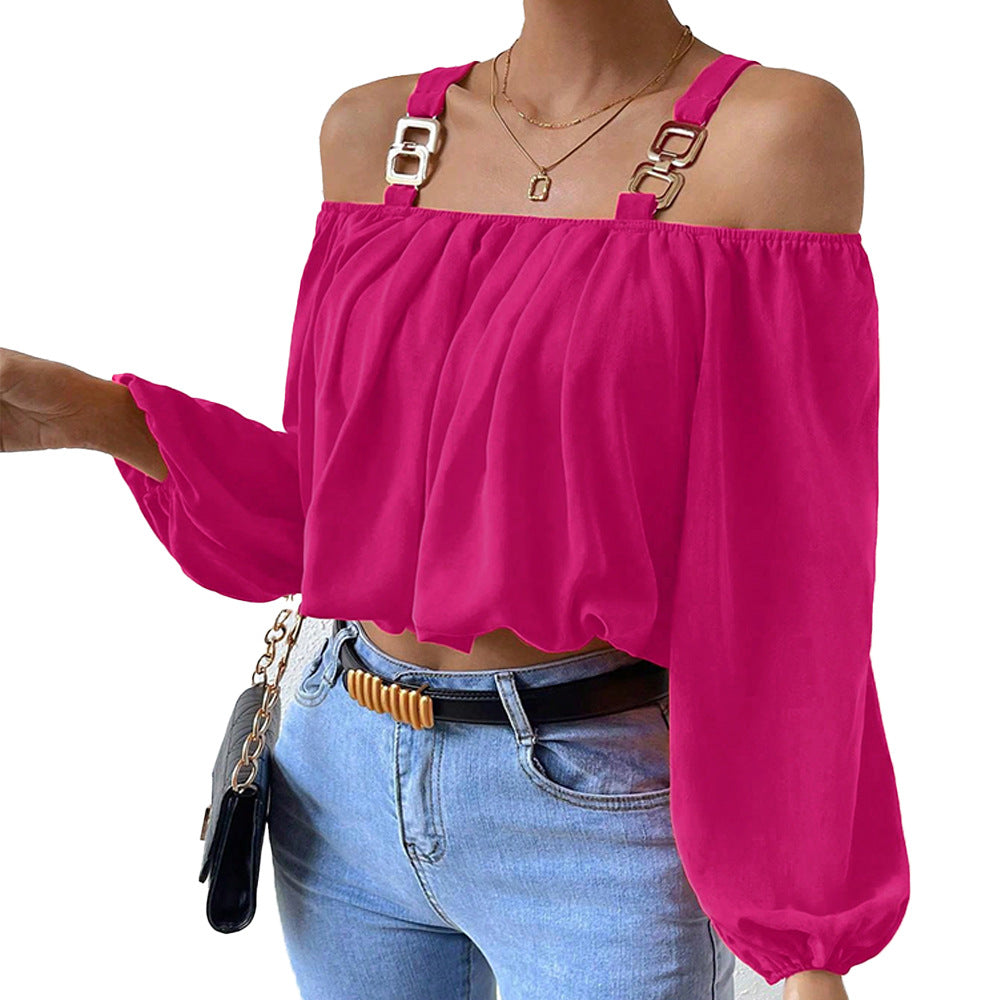 Women's Lantern Sleeve Loose Crop Top