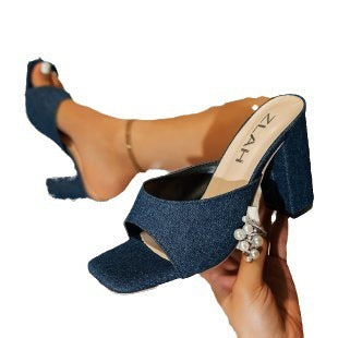 Women's Square Toe Fashion High Heel Sandals